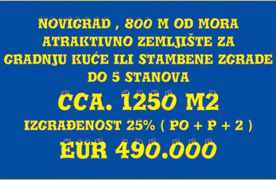NOVIGRAD, attraktives Grundstück zum Bau eines Hauses oder eines Wohngebäudes mit bis zu 5 Wohnungen